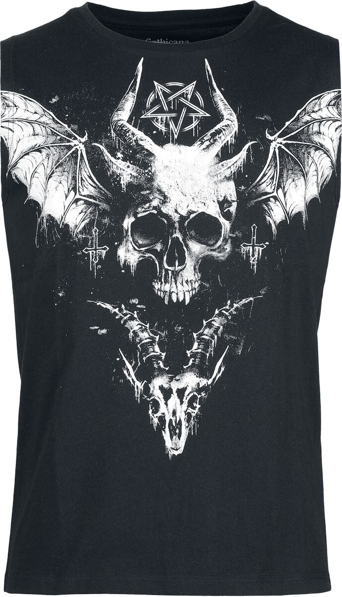 4068143195799 - Tank Top With Skull Frontprint And Mesh Details Tank-Top schwarz in S 4068143195799 - Tank Top With Skull Frontprint And Mesh Details Tank-Top schwarz in S