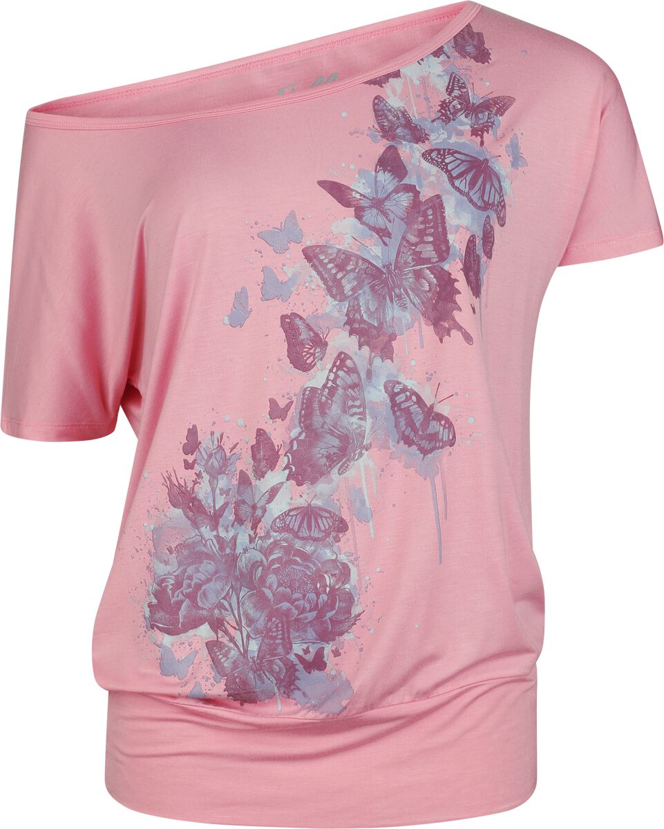 4068143196956 - T-Shirt With Butterfly Frontprint T-Shirt rosa in M