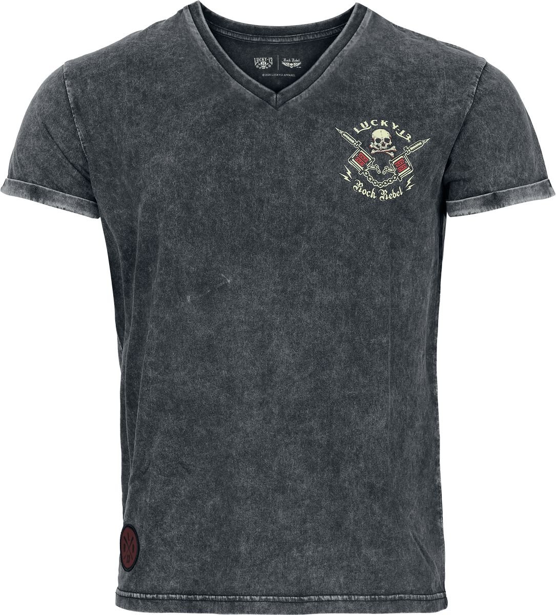 4068143202145 - Rock Rebel X Lucky 13 - T- Shirt T-Shirt grau in XXL