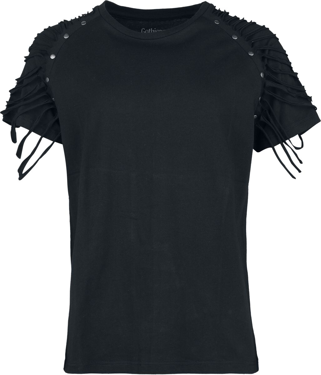 4068143206051 - T-Shirt with Distressed Shoulders T-Shirt schwarz in L