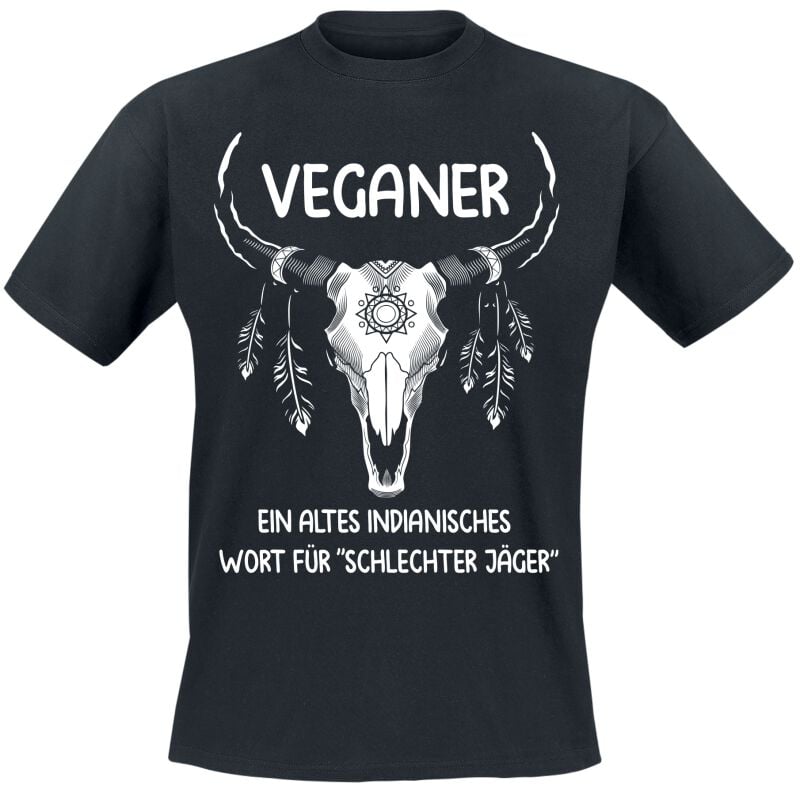 4068143209144 - Veganer ein altes indianisches Wort für schlechter Jäger T-Shirt schwarz in M