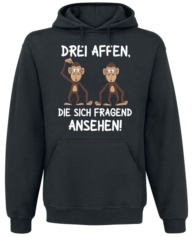 4068143223478 - Drei Affen die sich fragend ansehen! Kapuzenpullover schwarz in XL