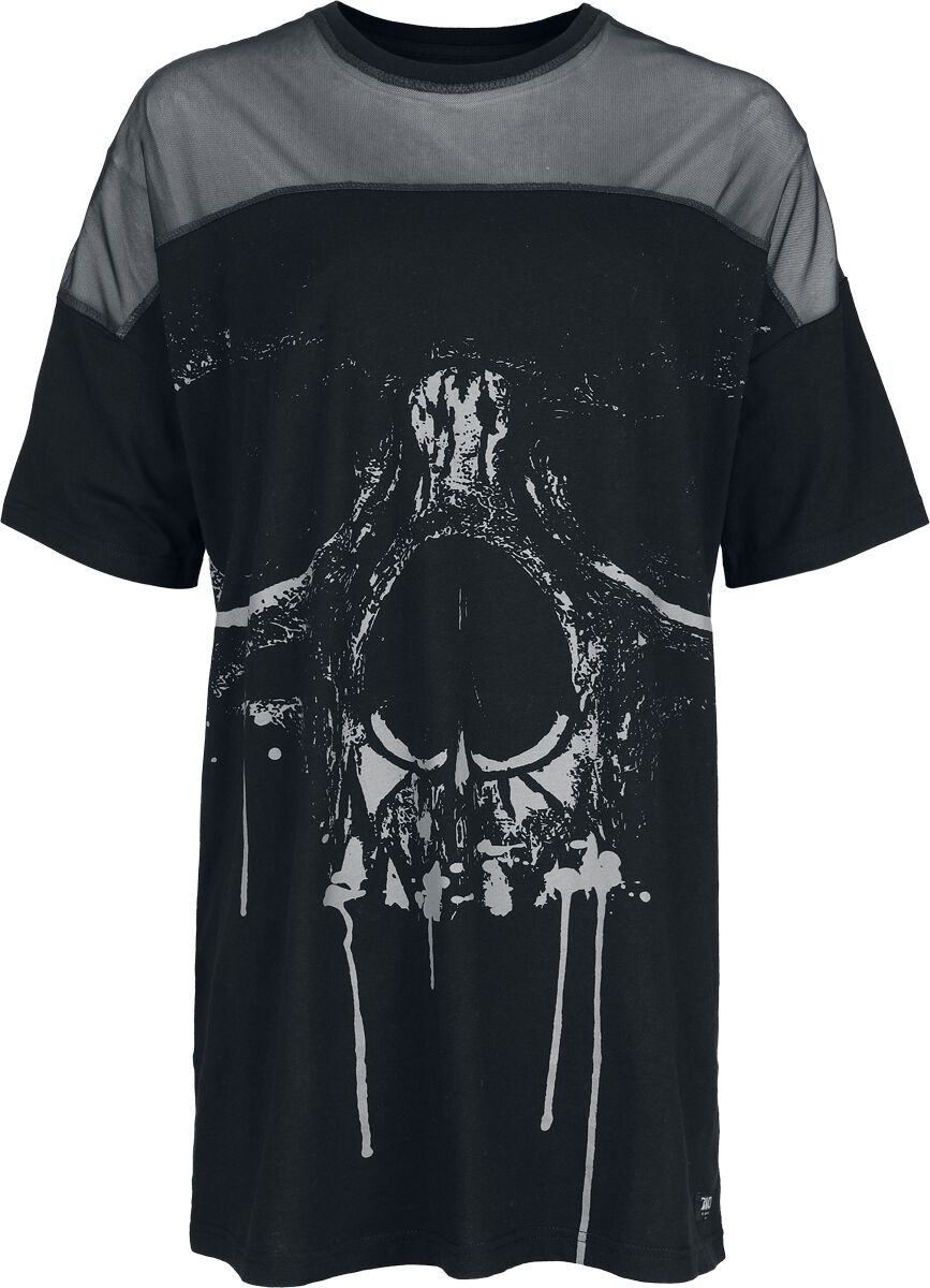 4068143240031 - Oversized T-Shirt with Mesh & Skullprint T-Shirt schwarz in S