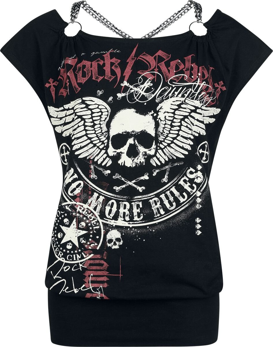 4068143240536 - T-Shirt mit weitem Ausschnitt und Kettendetails T-Shirt schwarz in L 4068143240536 - T-Shirt mit weitem Ausschnitt und Kettendetails T-Shirt schwarz in L