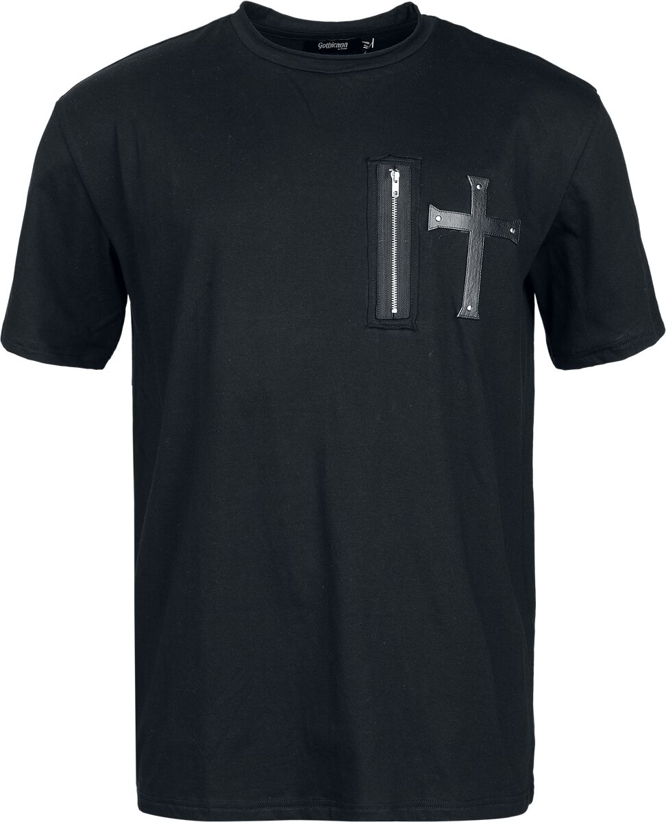 4068143240628 - T-Shirt mit Kreuz-Applikation T-Shirt schwarz in L