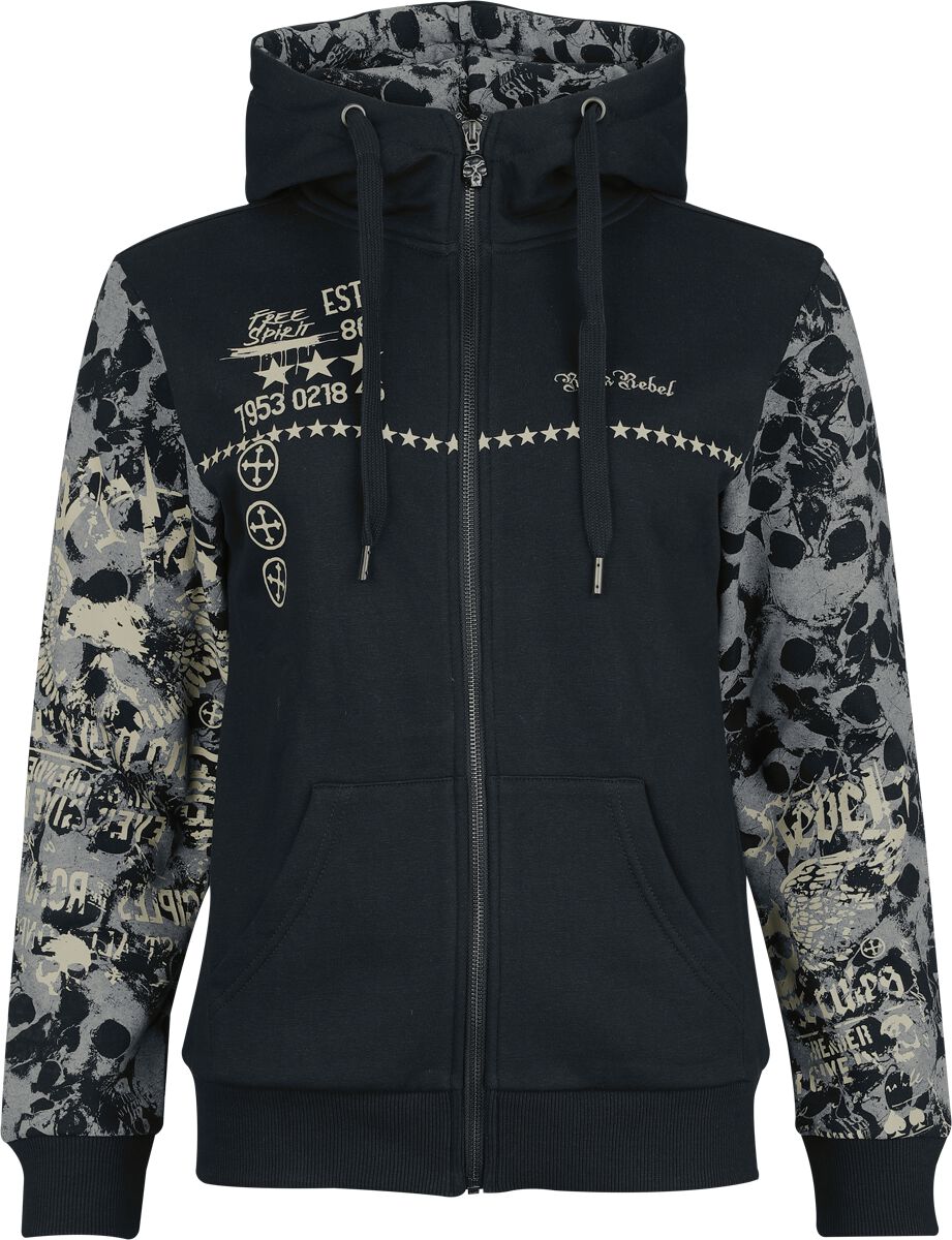 4068143242646 - Skulls & Details Kapuzenjacke schwarz in S