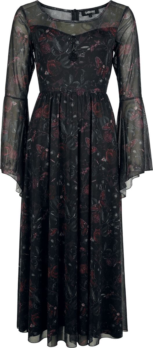 4068143245142 - Mystical Woods Langes Kleid mit Pentagramanhänger Langes Kleid schwarz in XL