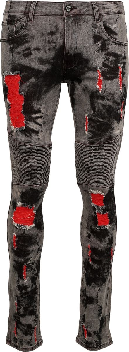 4068143247719 - Jared mitWashung und roten Highlights Jeans grau rot in W32L34
