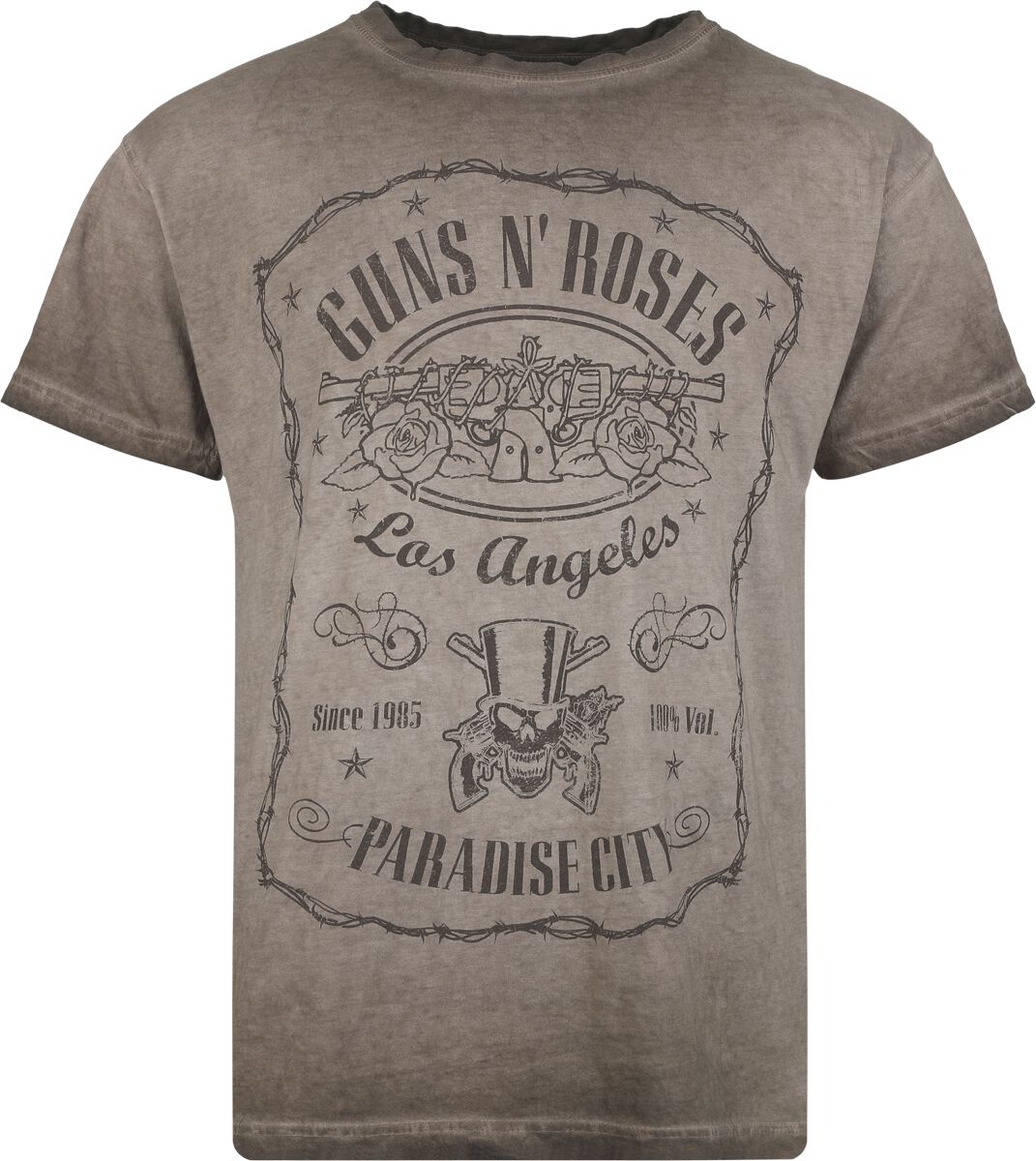 4068143250047 - Guns N Roses Paradise City T-Shirt braun in S 4068143250047 - Guns N Roses Paradise City T-Shirt braun in S