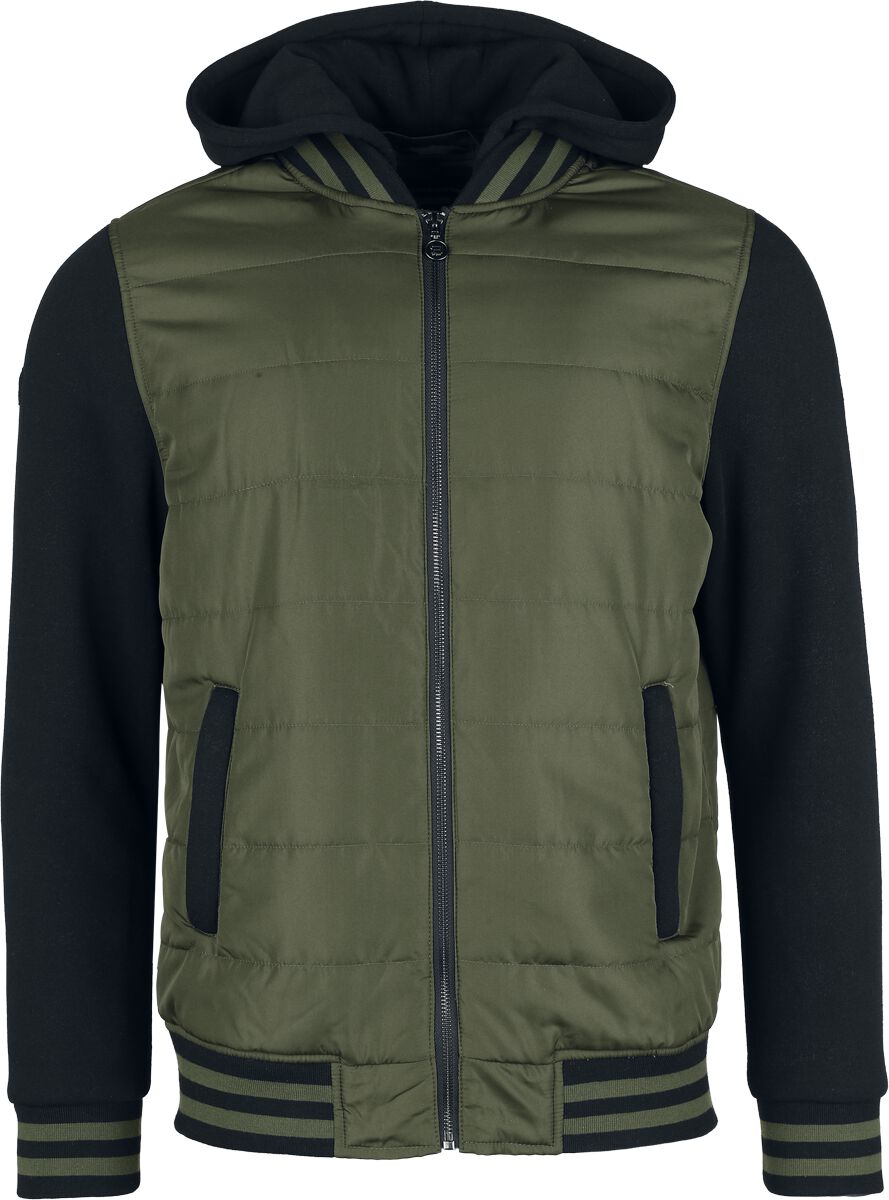 4068143251723 - Zweifarbige Jacke in oliv schwarz Collegejacke oliv schwarz in XL
