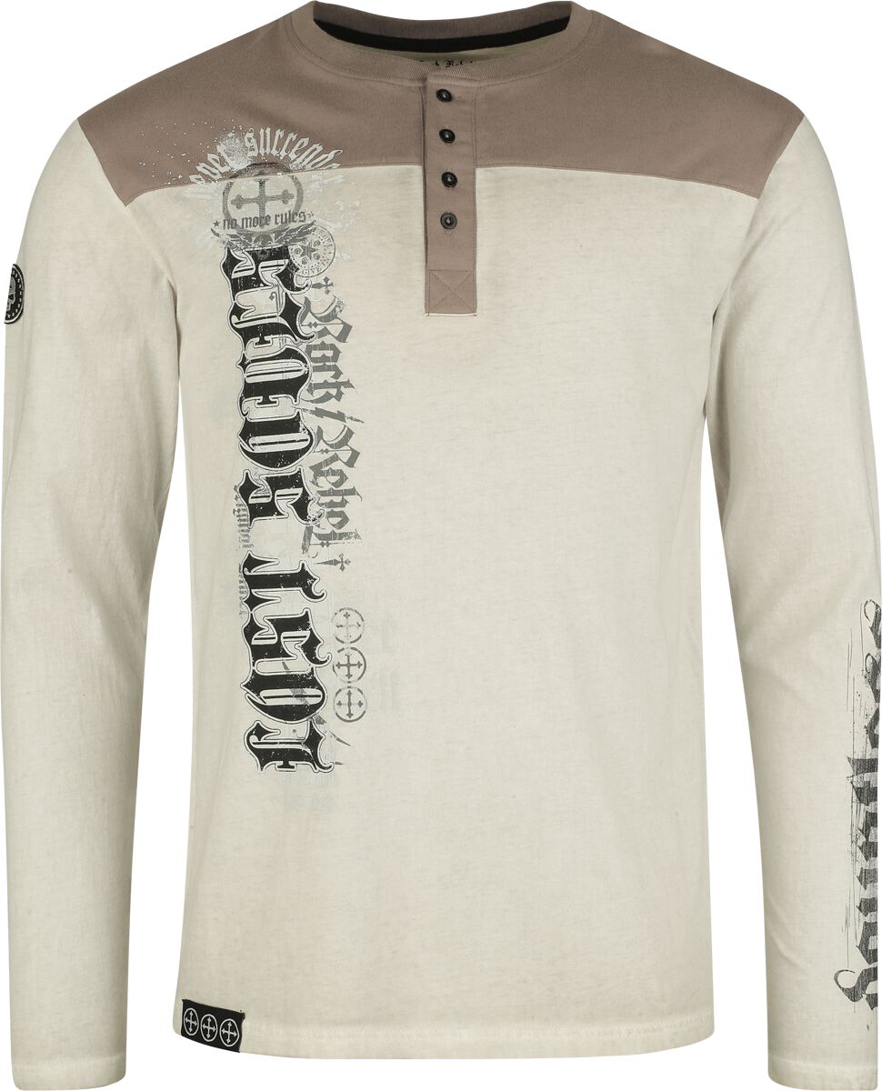 4068143254335 - Langarmshirt mit detailreichen Prints Langarmshirt grau in M