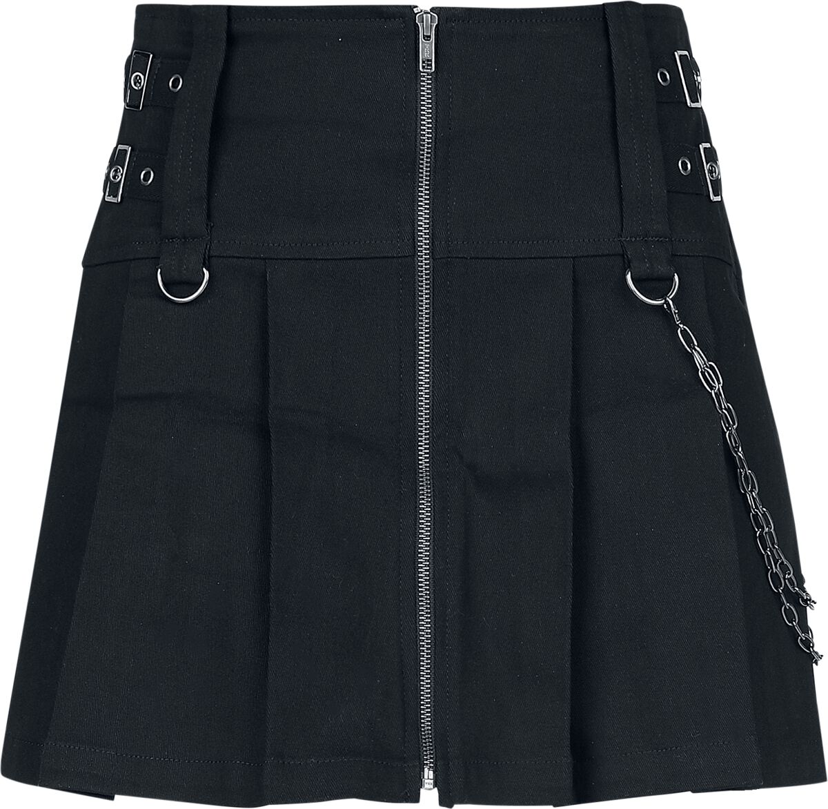 4068143254687 - Pleated Skirt with Zip and Chains Kurzer Rock schwarz in XL