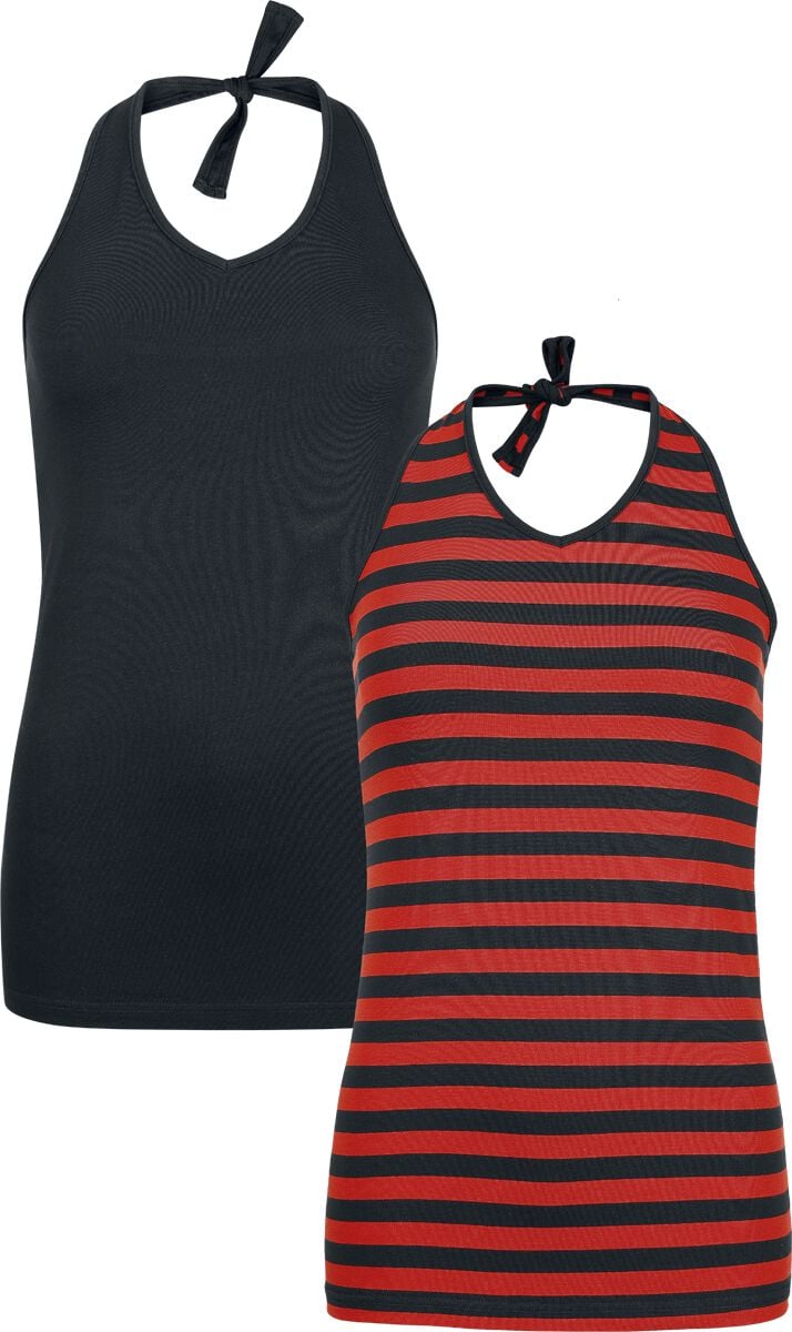 4068143255974 - Doppelpack Neckholder-Tops Top schwarz rot in S 4068143255974 - Doppelpack Neckholder-Tops Top schwarz rot in S