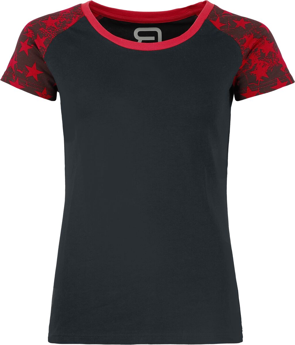 4068143258524 - T-Shirt mit Raglanärmeln und Stars Print T-Shirt schwarz rot in S