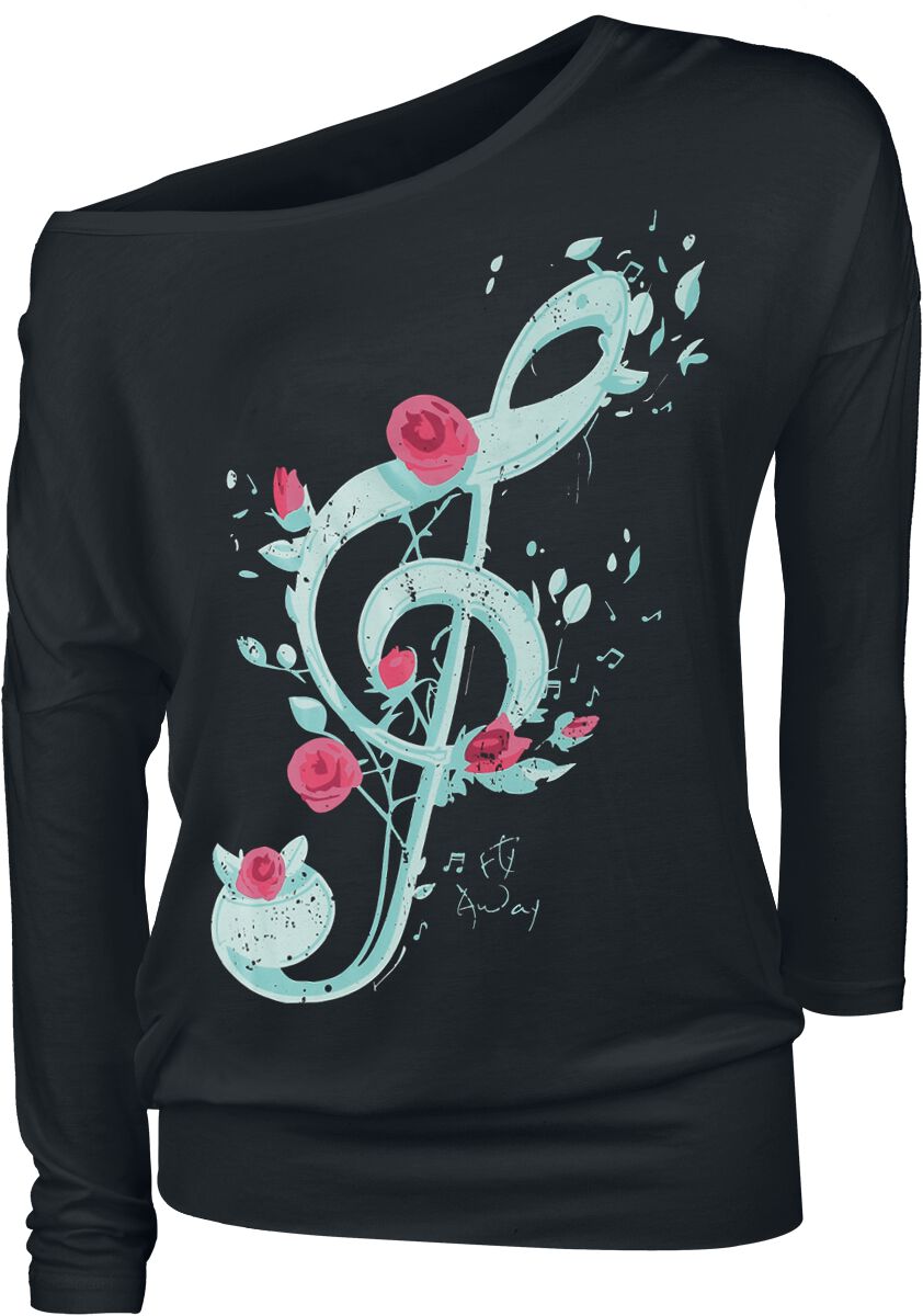 4068143272728 - Music and Roses Langarmshirt schwarz in M