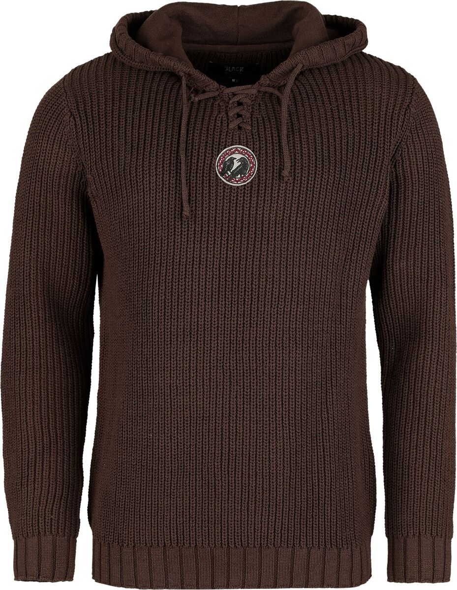 4068143275736 - Brauner Kapuzenpullover mit Schnürung Strickpullover braun in S