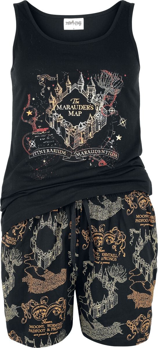 4068143292542 - Marauders map Schlafanzug schwarz in M