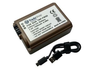 4068177070413 - Trade Shop - Trade-Shop Li-Ion Akku 72V 1300mAh Ersatz Batterie für viele Sony Digitalkameras Camcorder ersetzt NP-FW50   mit Typ-C Anschluss ntc