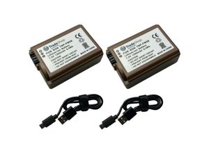 4068177070673 - Trade Shop - 2x Trade-Shop Li-Ion Akku 72V 1300mAh Ersatz Batterie für viele Sony Digitalkameras Camcorder ersetzt NP-FW50   mit Typ-C Anschluss