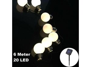 4068177100325 - Trade-shop - Solar Lichterkette 20 led   6 Meter Glühbirnen Matt Deko Warm-Weiß Solarbetrieben für Party Deko Schmuck Girlande Dekoration Garten