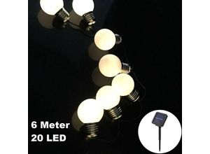 4068177100332 - Trade-shop - 20 led   6 Meter Solar Lichterkette Glühbirnen Matt Deko Warmweiß solarbetrieben zum Schmücken Deko Party Licht Beleuchtung