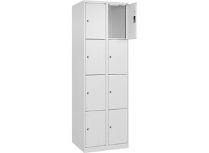 4068192003175 - 4er-Schließfachschrank Evolo PLUS 2 Abteile weiß B 600 mm 8 Fächer mit Bodengleitern Zylinderschloss kaiserkraft