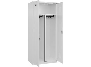 4068192009566 - Schwarz-Weiß-Spind Evolo PLUS 1 Abteil Trennwand verkürzt weiß B 800 mm mit Bodengleitern Zylinderschloss kaiserkraft