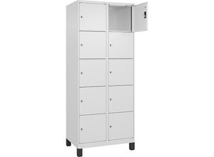 4068192014690 - 5er-Schließfachschrank Evolo PLUS 2 Abteile weiß B 800 mm 10 Fächer mit breiten Füßen Zylinderschloss