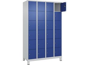 4068192018698 - 6er-Schließfachschrank Evolo PLUS 4 Abteile lichtgrau   enzianblau B 1200 mm 24 Fächer mit breiten Füßen Zylinderschloss kaiserkraft