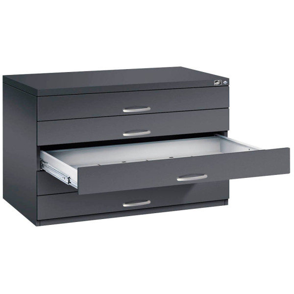 4068192048053 - CP 7100 Planschrank schwarzgrau weißaluminium 5 Schubladen 1100 x 765 x 760 cm