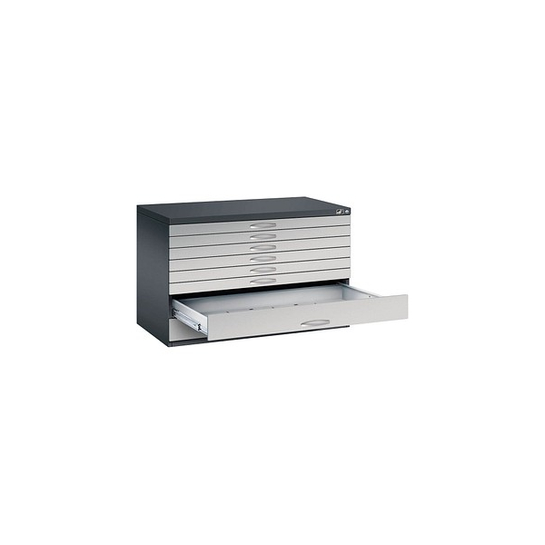 4068192048299 - CP 7100 Planschrank schwarzgrau weißaluminium 8 Schubladen 1100 x 765 x 760 cm