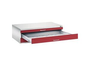 4068192049531 - CP 7200 Planschrank lichtgrau rubinrot 3 Schubladen 1350 x 960 x 420 cm