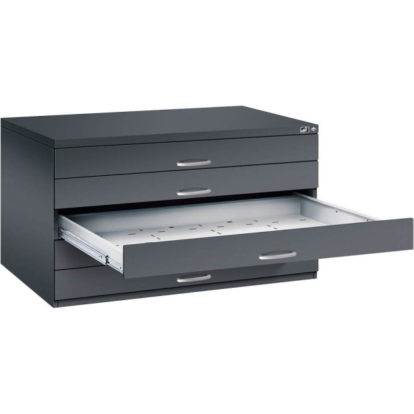 4068192050124 - CP 7200 Planschrank schwarzgrau verkehrsweiß 5 Schubladen 1350 x 960 x 760 cm