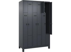 4068192626237 - Z-Spind Evolo PLUS 3 Abteile grau B 1200 mm 6 Fächer mit breiten Füßen Sicherheits-Drehriegel kaiserkraft