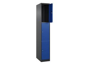 4068192643388 - Schließfachschrank Classic Plus enzianblau schwarzgrau 080000-103 S10023 3 Schließfächer 300 x 500 x 1850 cm 4068192643388 