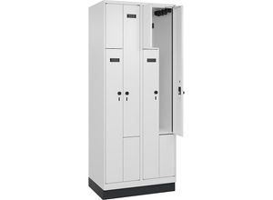 4068192652489 - Z-Spind Evolo PLUS 2 Abteile weiß B 800 mm 4 Fächer mit Bodensockel Sicherheits-Drehriegel