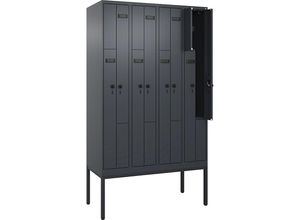 4068192920489 - Z-Spind Evolo PLUS 4 Abteile grau B 1200 mm 8 Fächer mit schmalen Füßen Sicherheits-Drehriegel