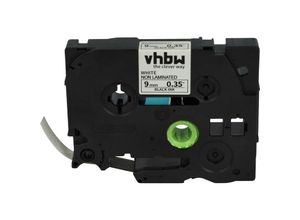 4068201283383 - Schriftband-Kassette kompatibel mit Brother P-Touch 1250 1280 1290 1750 1800 1230PC Etiketten-Drucker 9mm Schwarz auf Weiß Kunststoff - Vhbw