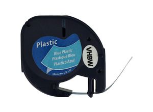 4068201283475 - Schriftband-Kassette Plastik Ersatz für Dymo 91225 S0721650 für Etiketten-Drucker 12mm Schwarz auf Blau Kunststoff - Vhbw