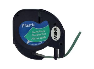 4068201283505 - Schriftband-Kassette Plastik Ersatz für Dymo 91224 S0721640 für Etiketten-Drucker 12mm Schwarz auf Grün Kunststoff - Vhbw