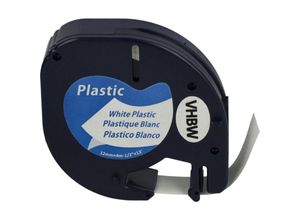 4068201283529 - vhbw Schriftband-Kassette Plastik kompatibel mit Dymo LetraTag XM QX50 Plus LT-100H XR Etiketten-Drucker 12mm Schwarz auf Weiß Kunststoff