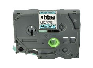 4068201390036 - Schriftband-Kassette kompatibel mit Brother pt 1250 1250CC 1250CCVP 1250J 1250LB Etiketten-Drucker 12mm Schwarz auf Blau (Geistermuster) - Vhbw
