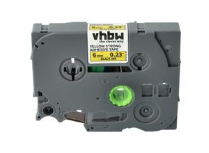 4068201483820 - 1x Schriftband-Kassette kompatibel mit Brother pt 50 Years 550 540 3600 520 530 540C Etiketten-Drucker 6mm Schwarz auf Gelb Extra Stark - Vhbw