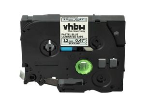 4068201484070 - Schriftband-Kassette kompatibel mit Brother pt 1280 1280CB 1280SR 1280VP 1280BTS 1280DT Etiketten-Drucker 12mm Schwarz auf Pastell-Blau - Vhbw