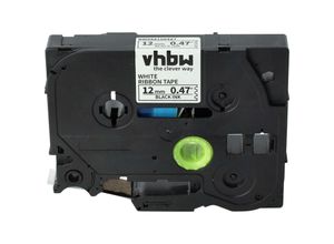 4068201487439 - Schriftband-Kassette Textil kompatibel mit Brother pt 900 9200 9200PC 9200DX 7600VP 900BTS 900F Etiketten-Drucker 12mm Schwarz auf Weiß - Vhbw