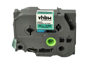 4068201488917 - Schriftband-Kassette kompatibel mit Brother pt RL700S P900W P950W P900NW Etiketten-Drucker 24mm Schwarz auf Grün Flexibel - Vhbw