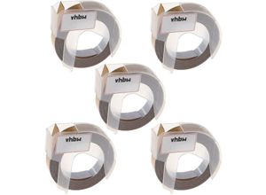 4068201496660 - Vhbw - 5x 3D Prägeband-Schriftband-Kassette kompatibel mit Phomemo E975 Etiketten-Drucker 9mm Weiß auf Gold