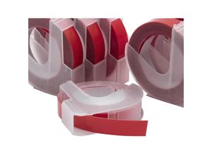 4068201497070 - Vhbw - 10x 3D Prägeband-Schriftband-Kassette kompatibel mit Typo Clic Etiketten-Drucker 9mm Weiß auf Rot