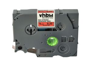 4068201497421 - Schriftband-Kassette kompatibel mit Brother pt 9600 9400 9700PC 9200PC 9500 9500pc Etiketten-Drucker 9mm Schwarz auf Rot Extra Stark - Vhbw
