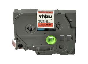 4068201532788 - Vhbw - Schriftband-Kassette kompatibel mit Brother pt 1180SC 1180SP 1200 11Q 1180HK 1190 Etiketten-Drucker 12mm Schwarz auf Rot Extra Stark